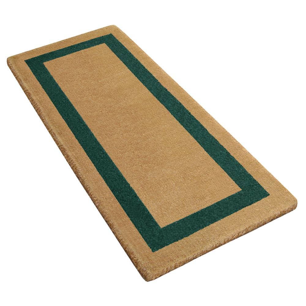 Heavy Duty Green 24 in. x 57 in. Coir Plain Single Picture Frame Indoor Outdoor Door Mat - Hercitys