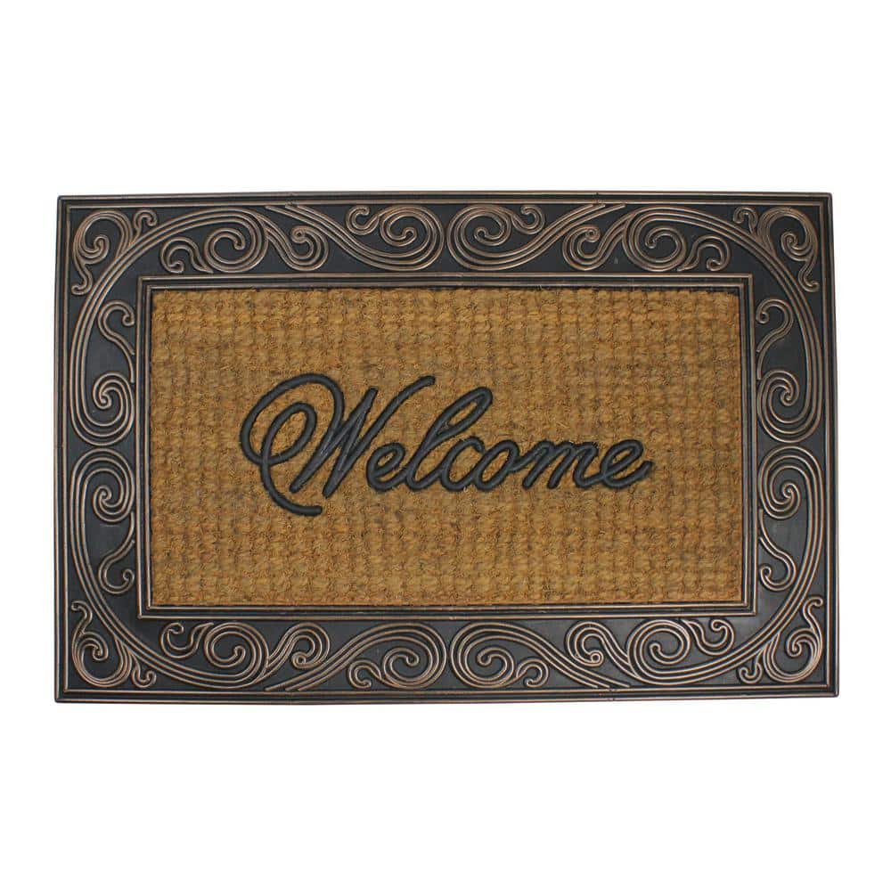 Brown and Black Swirled Rectangular Welcome 35 in. x 23 in. Outdoor Mat - Hercitys