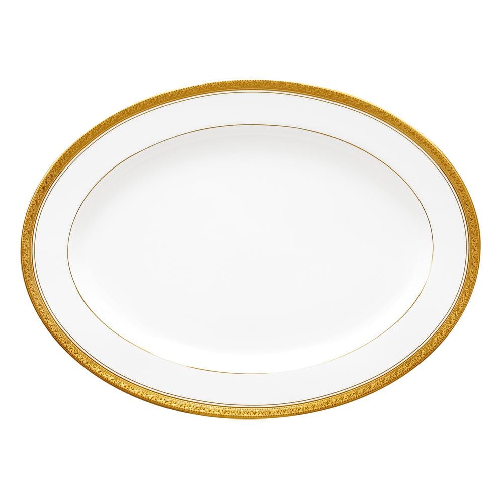Crestwood Gold 14 in. (Gold) Porcelain Oval Platter - Hercitys
