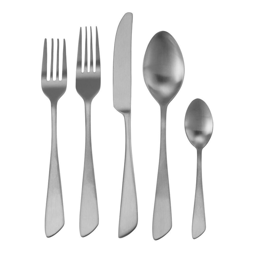 Gibbous 20-Piece Silver 18/10 Stainless Steel Flatware Set, Service for 4 - Hercitys