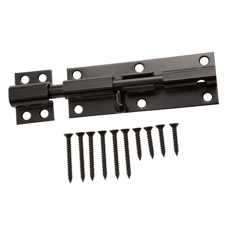 6 in. Black Heavy-Duty Barrel Bolt - Hercitys