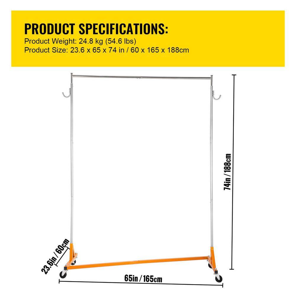 Z Rack, Industrial Grade Z Base Garment Rack, Height Adjustable Rolling Z Garment Rack, Sturdy Steel Z Base Rack Silver - Hercitys