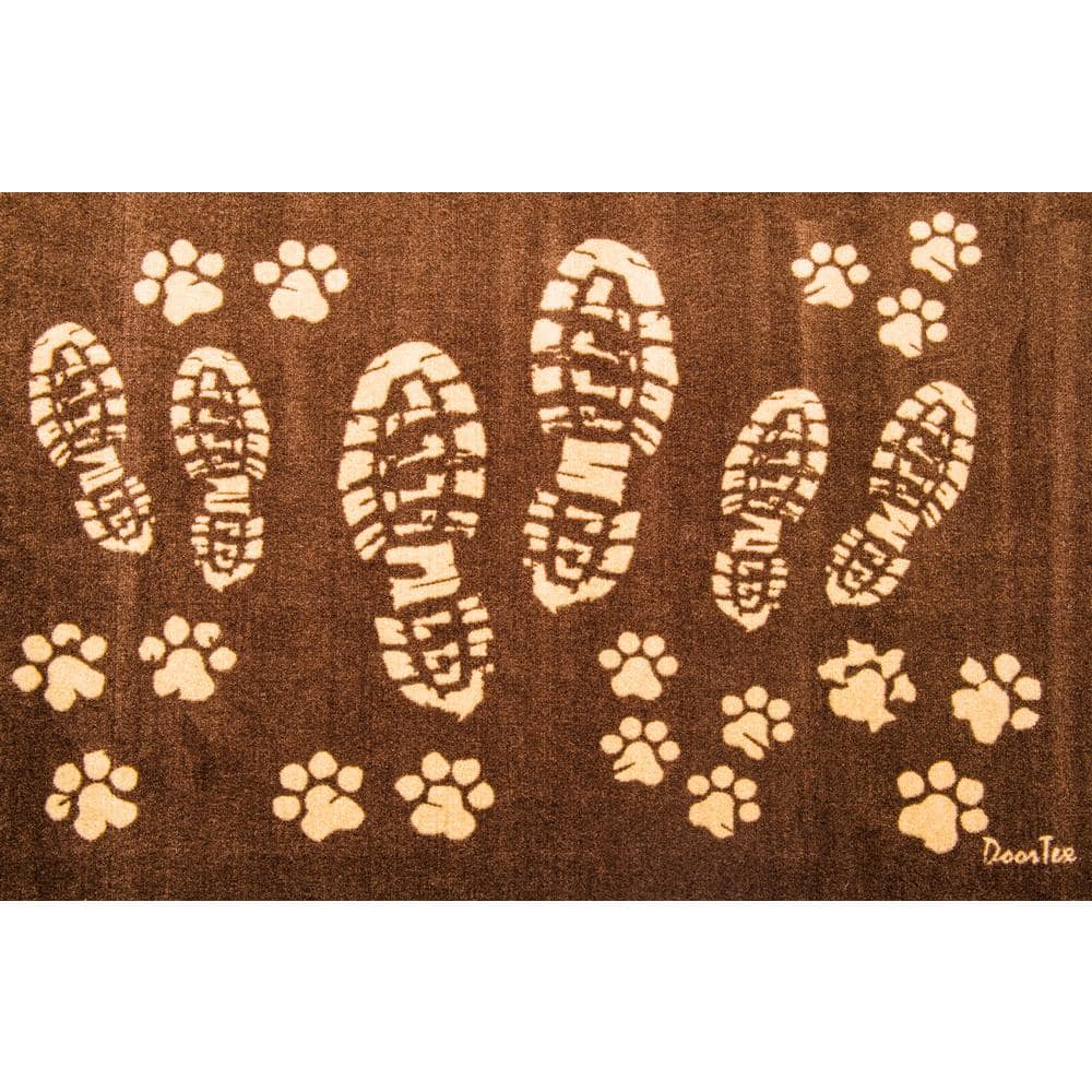 Doortex Brown 24 in. x 39 in. Boots Design Rectangular Indoor Wash Room Mat - Hercitys