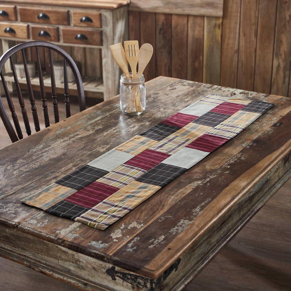 Wyatt 12 in. W. x 48 in. L Multi Plaid Quilted Patchwork Cotton Table Runner - Hercitys