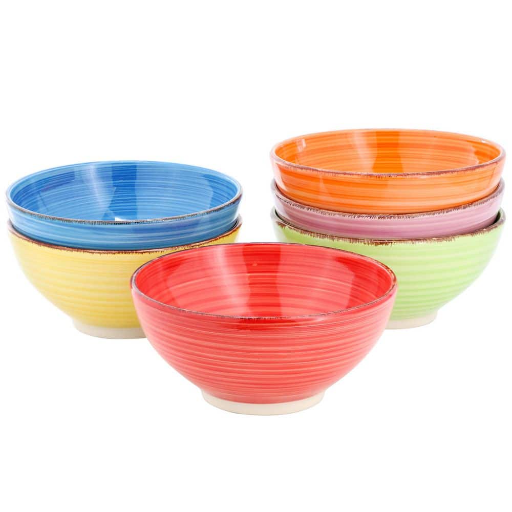 Vibrant Splash 6.25 in. 6 Piece Round Stoneware Assorted Bowl Set - Hercitys
