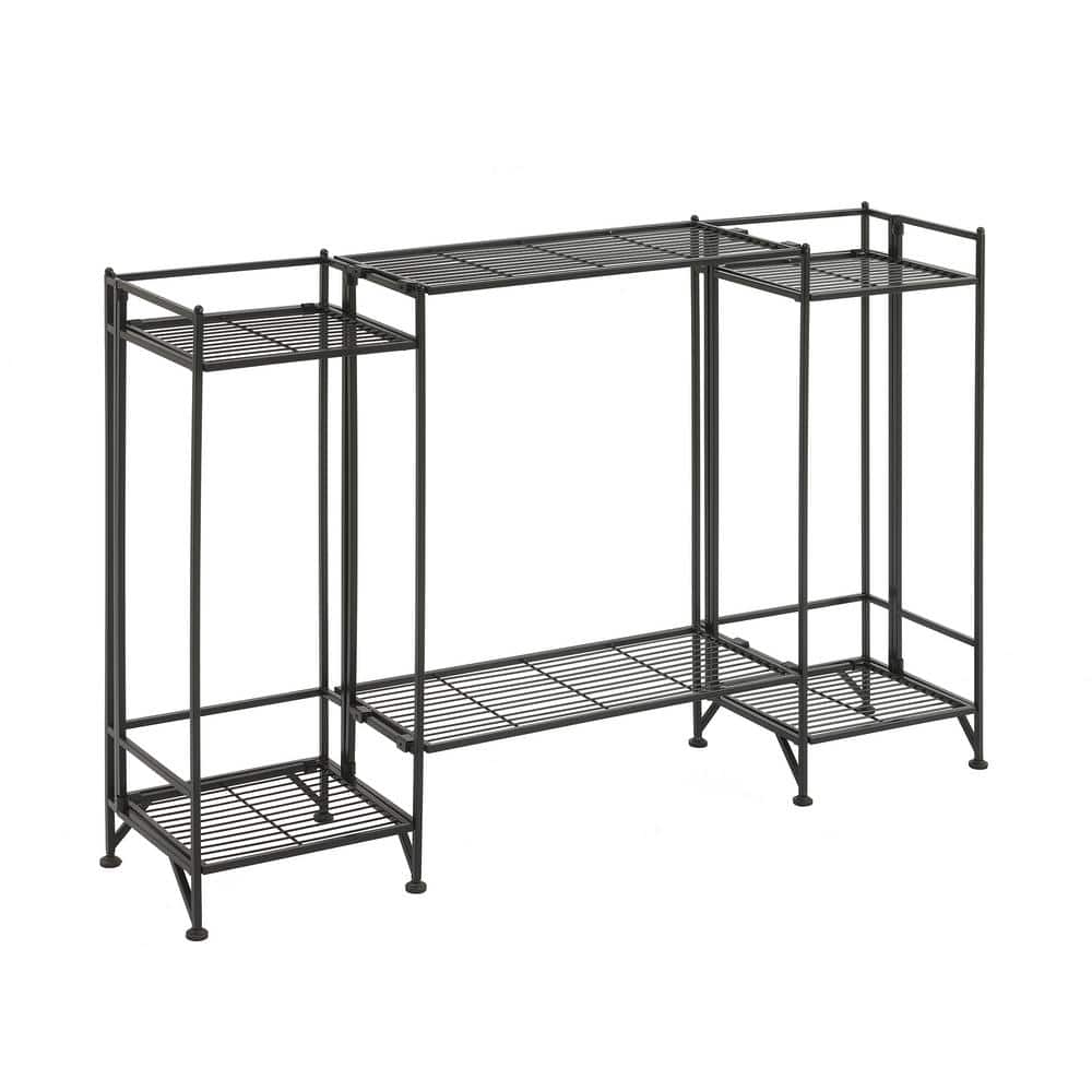 Xtra Storage 2 Tier Folding Black Metal Household Shelving Unit-Set of 2 Ext Shelves 51.5 in W x 11.5 in D x 32.75 in. H - Hercitys