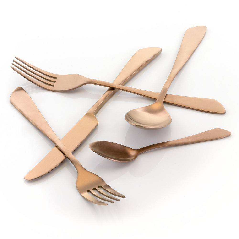 Gibbous 20-Piece Rose Gold Matte Stainless Steel Flatware Set (Service for 4) - Hercitys