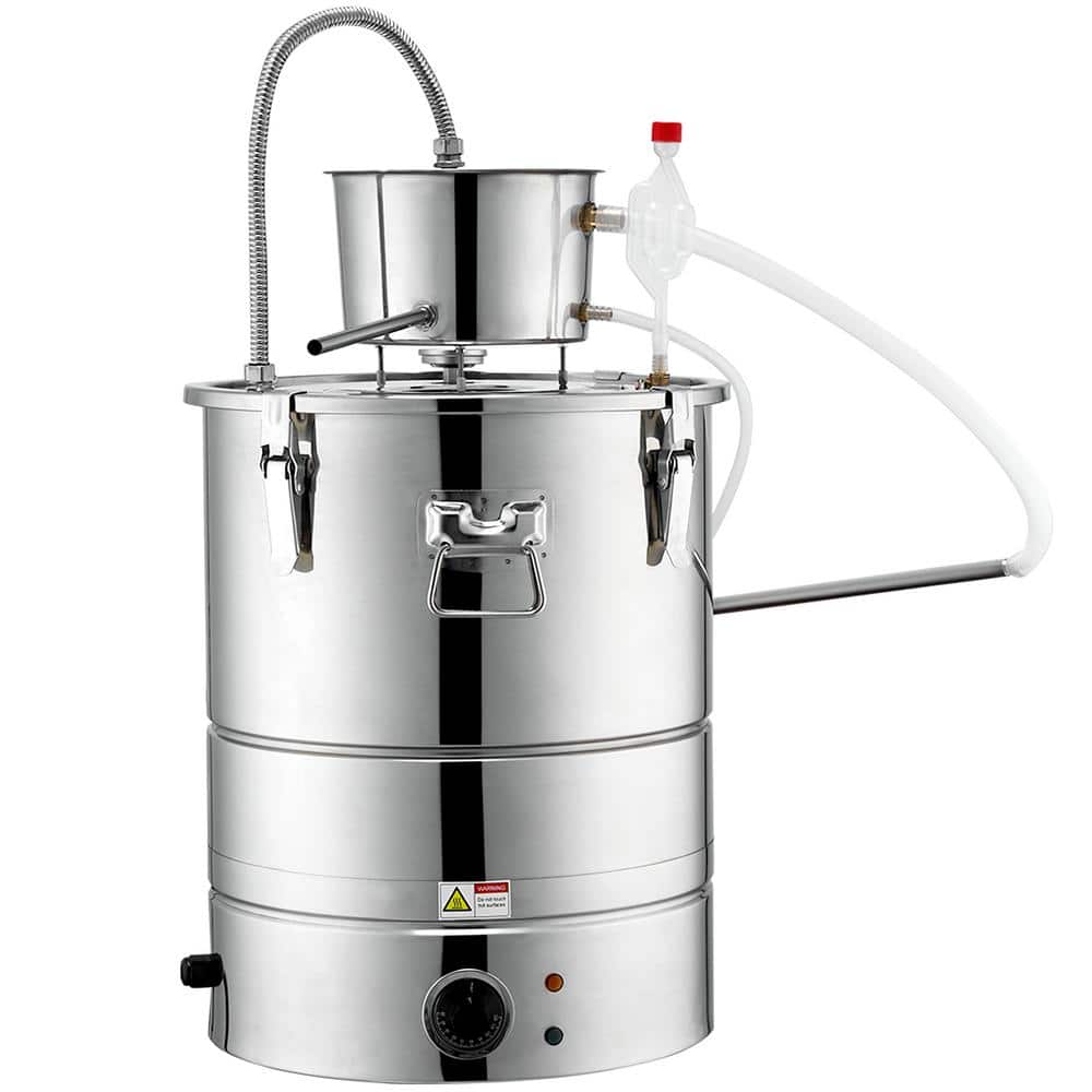 Alcohol Still is a 9 Gal. /30 L in Silver Home Distillery Kit Includes Tube, Pump, Valve, and Thermometer - Hercitys