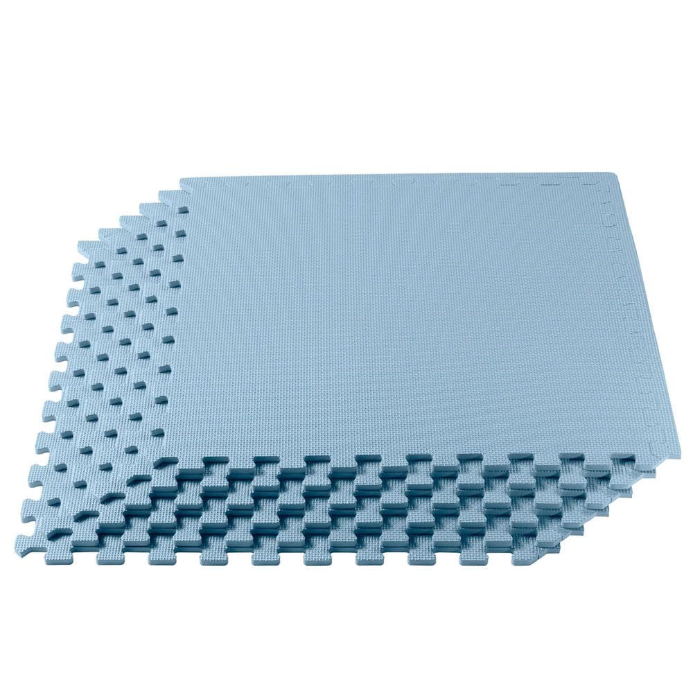 Sky Blue 24 in. W x 24 in. L x 3/8 in. T Interlocking Foam Gym Flooring Mat (6 Tiles/Pack) (24 sq. ft. ) - Hercitys