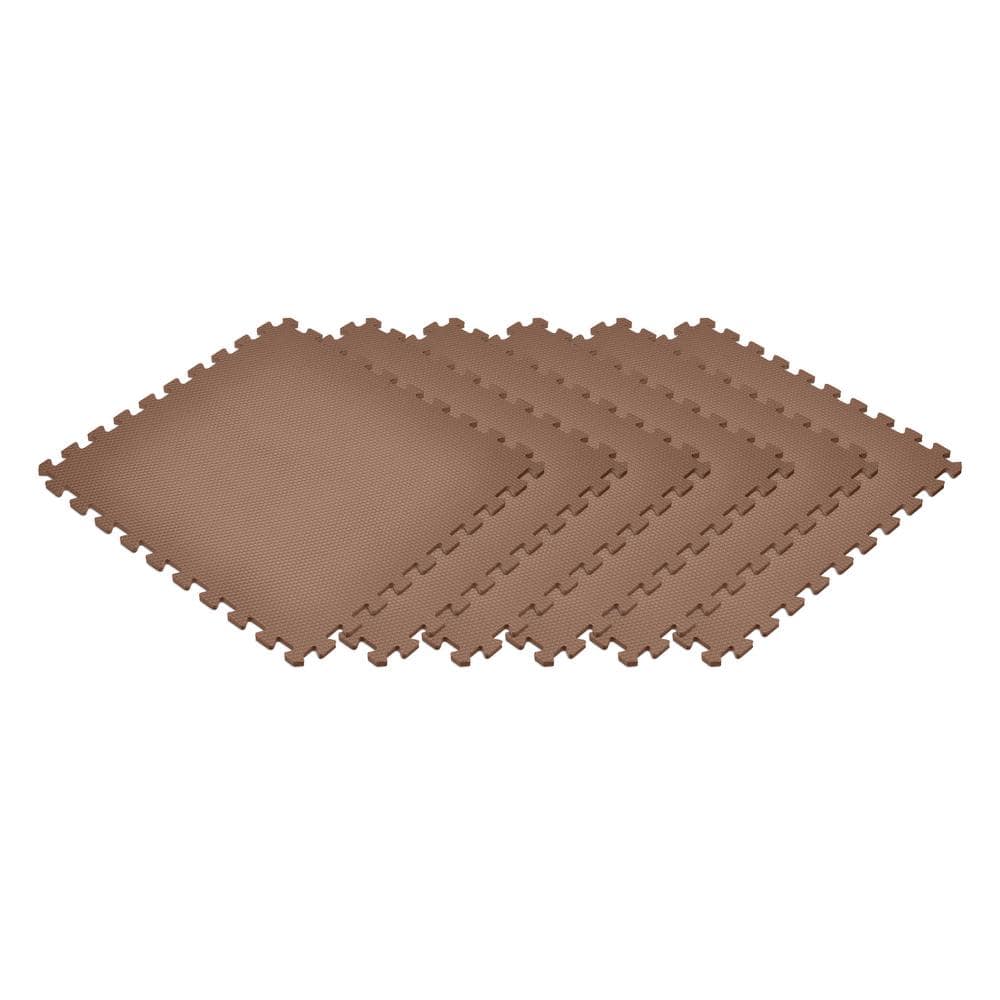 Brown 24 in. x 24 in. EVA Foam Non-Toxic Solid Color Interlocking Tiles (72 sq. ft. – 18 tiles) - Hercitys