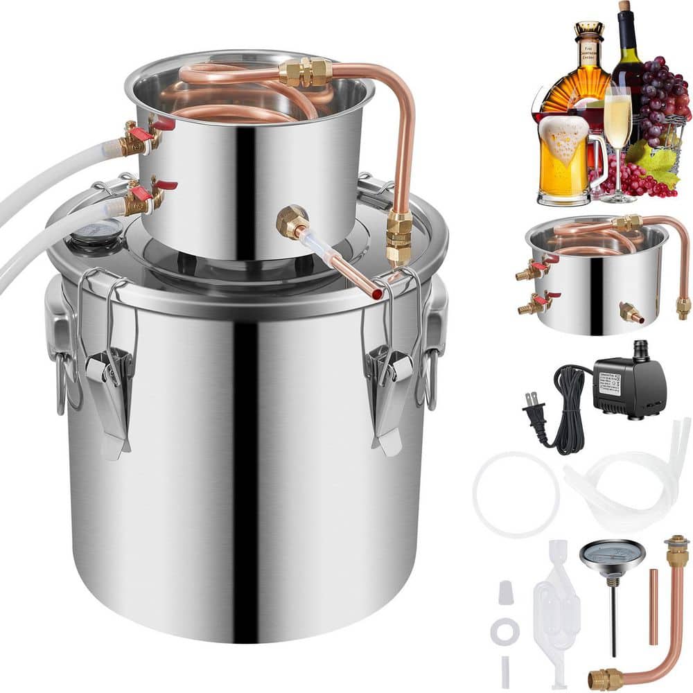 Alcohol Still 5 Gal. Stainless Steel Distillery Kit with Circulating Pump & Build-In Thermometer for DIY Alcohol - Hercitys