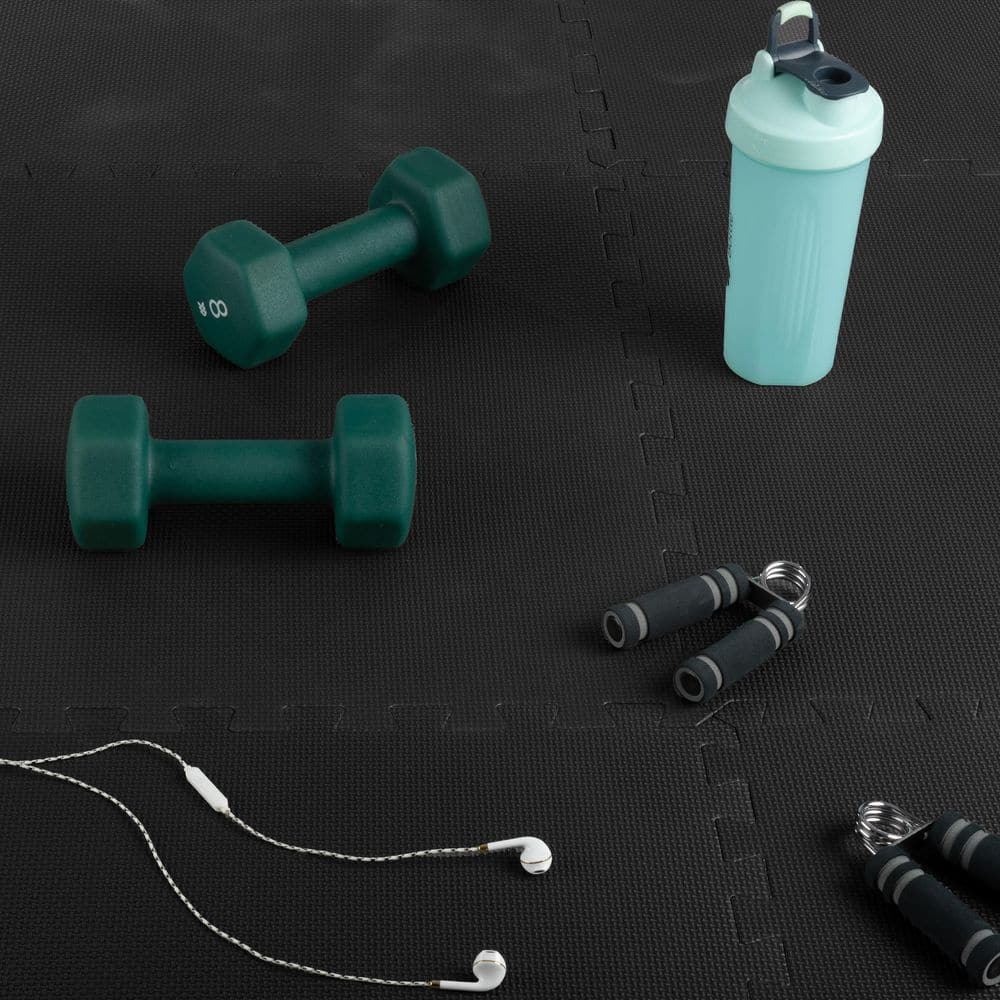 Interlocking Black 25 in. W x 25 in. L x 0.5 in Thick Exercise/Gym Flooring Foam Tiles – 24 Tiles/Case (96 sq. ft.) - Hercitys