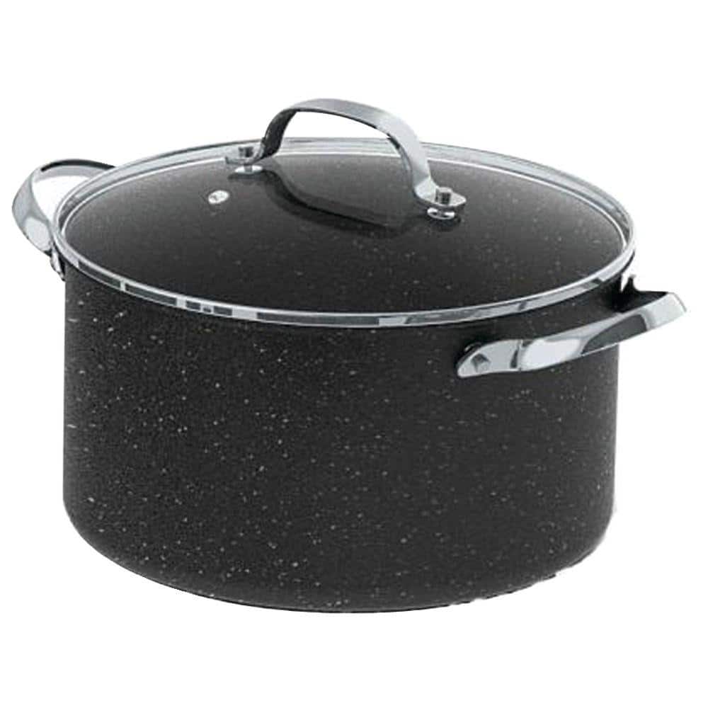 The Rock 6 qt. Round Aluminum Nonstick Casserole Dish in Black Speckle with Glass Lid - Hercitys