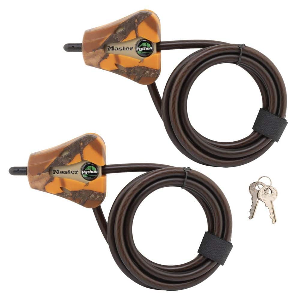 Cable Lock with Key, Adjustable to 6 ft., Mossy Oak Blaze Orange (2-Pack) - Hercitys