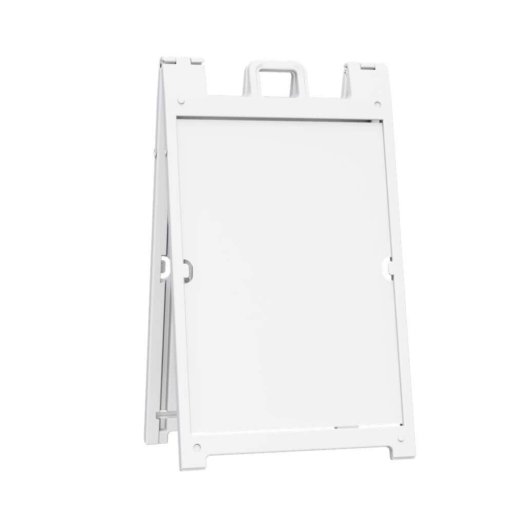 Signicade White 24 in. W x 36 in. H Plastic Portable Foldable Double-Sided Deluxe Sign Stand - Hercitys