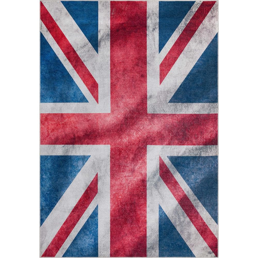 Apollo British Flag Novelty Printed Red Blue White 5 ft. x 7 ft. Area Rug - Hercitys