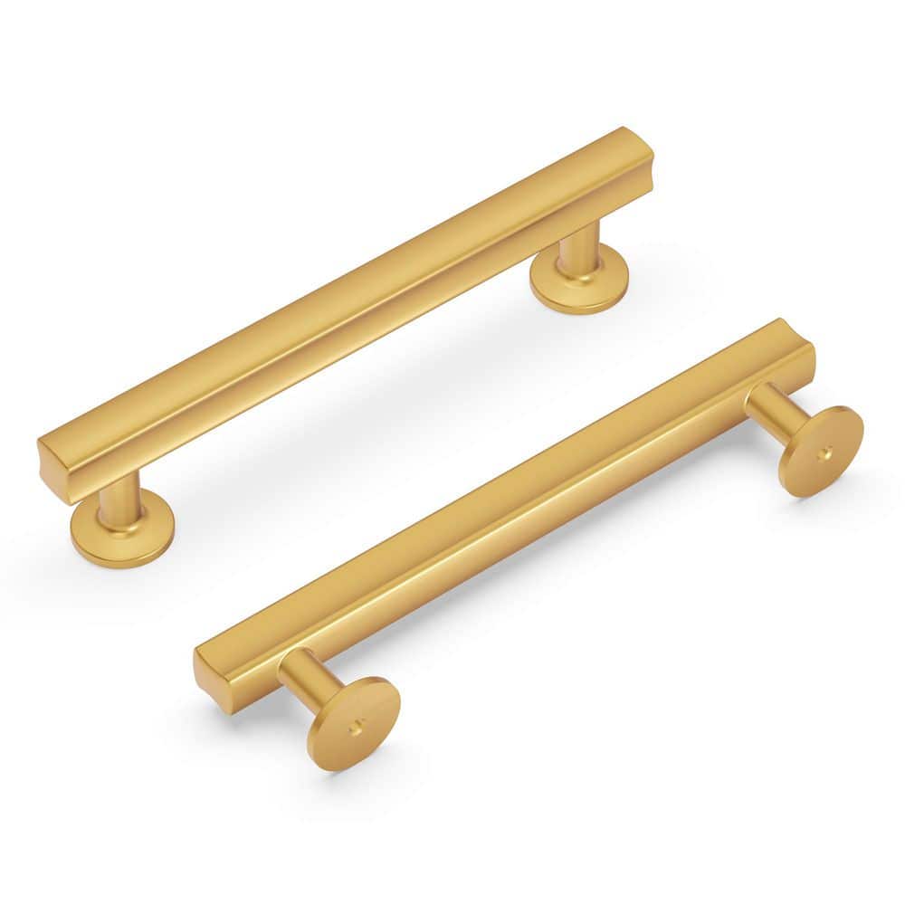 Woodward Collection 5-1/16 in. (128 mm) Center-to-Center Brushed Golden Brass Finish Cabinet Pull (10-Pack) - Hercitys