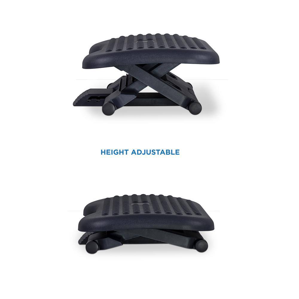 Black Ergonomic Footrest Adjustable Height and Angle 18 in. x 14 in. - Hercitys