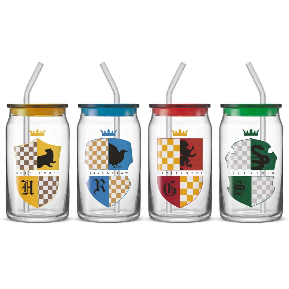 Harry Potter House Crest Can Glasses, 16 oz. (set of 4) - Hercitys