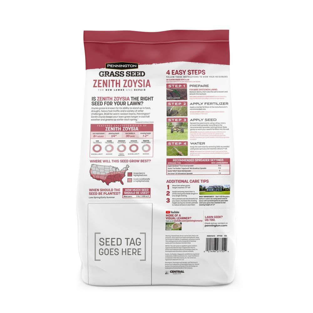 Zenith Zoysia 5 lb. 1,000 sq. ft. Grass Seed and Mulch - Hercitys
