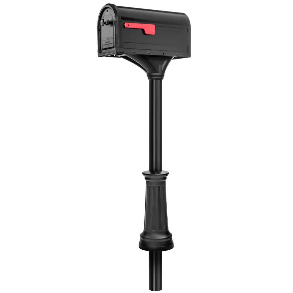 Roxbury Black, Large Steel Post Mount Mailbox and Premium Steel Post Combo - Hercitys