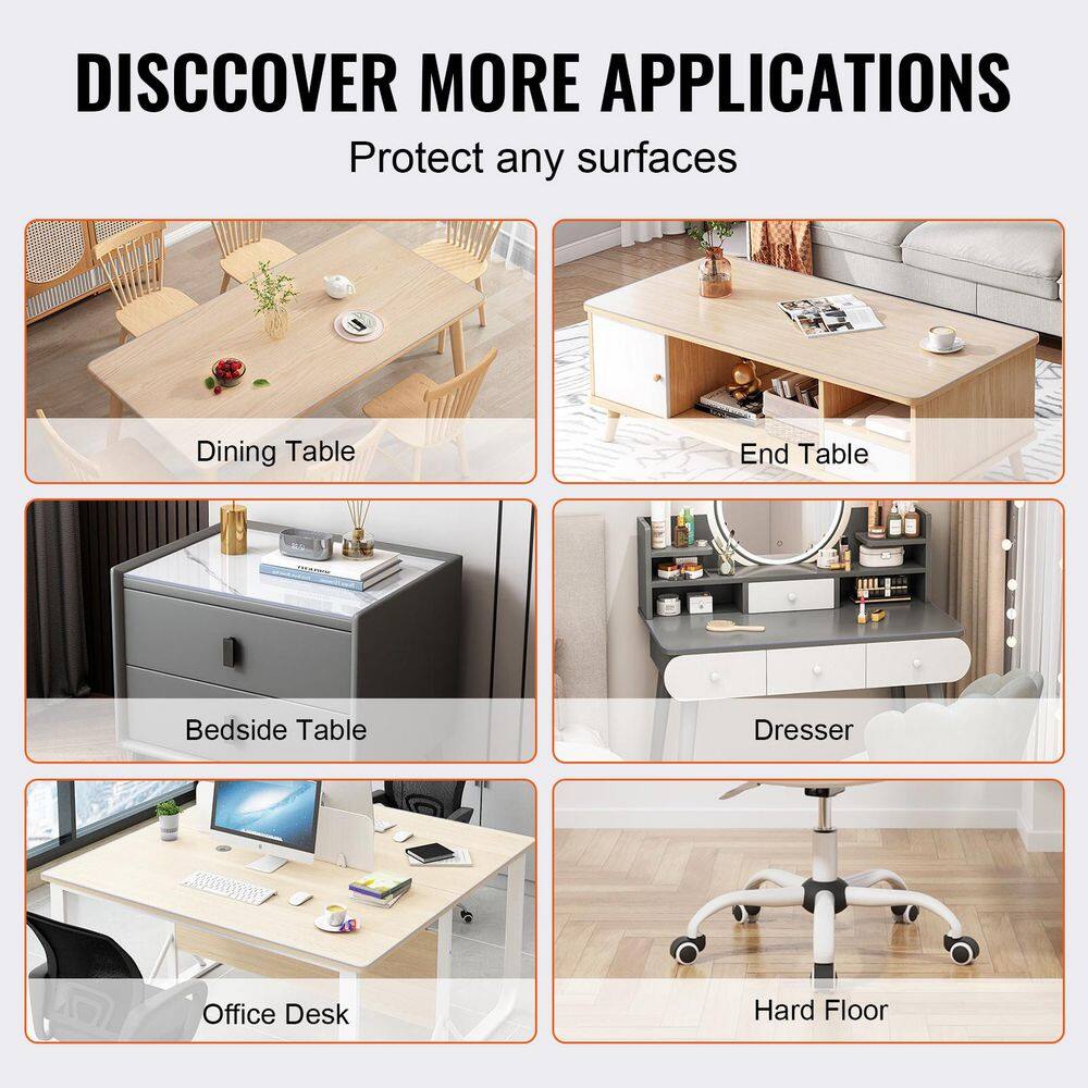 Clear Table Cover Protector, 12 x 24 in. /306 x 614 mm Table Cover, 1.5 mm Thick PVC Plastic Tablecloth, Waterproof - Hercitys