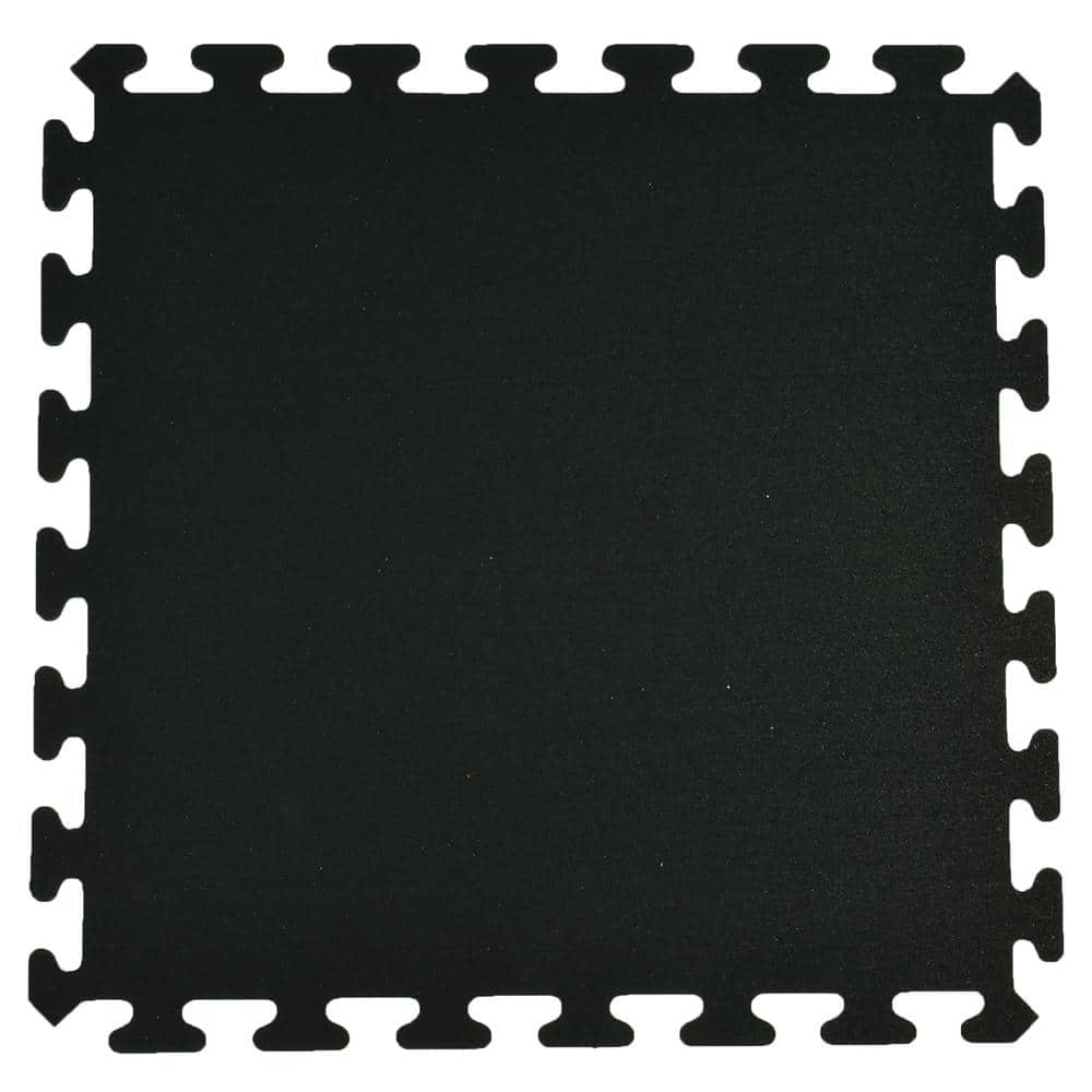 GMats Black 24 in. W x 24 in. L Rubber Gym Interlocking Flooring Tile (Case of 6) (23.28 sq. ft.) - Hercitys