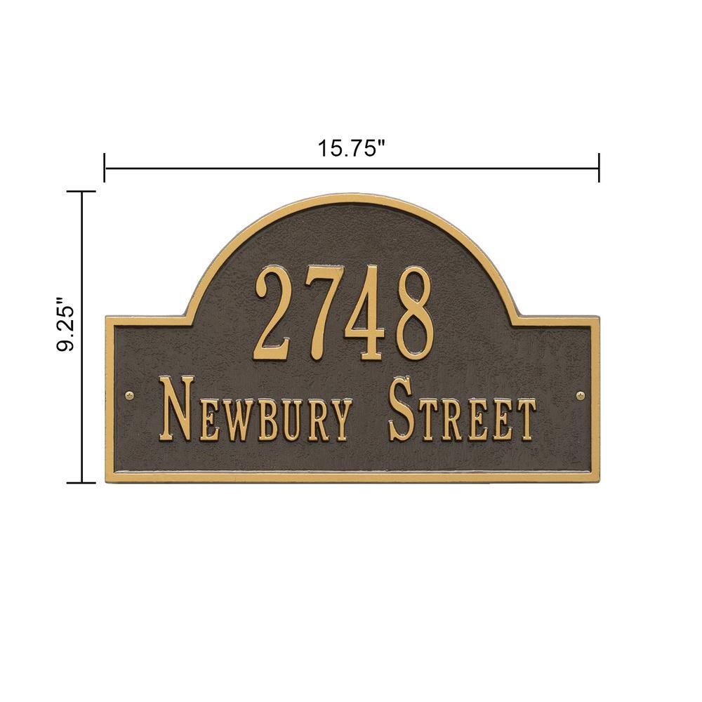 Arch Marker Standard Bronze/Gold Wall 2-Line Address Plaque - Hercitys