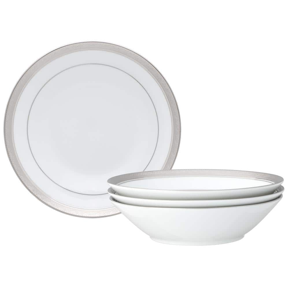 Crestwood Platinum 7.5 in., 12 fl. oz. (Platinum) Porcelain Soup Bowls, (Set of 4) - Hercitys