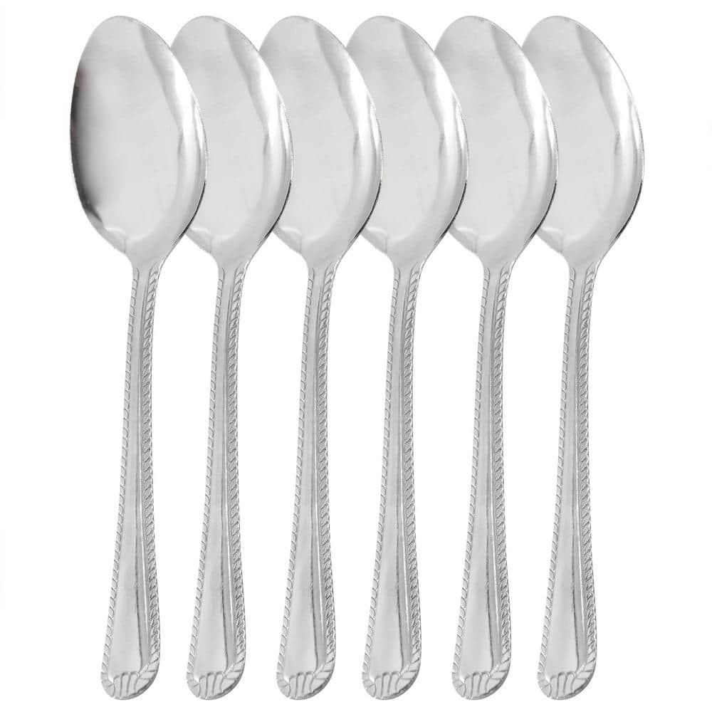Tustin 6 Piece Stainless Steel Dinner Spoon Flatware Set in Silver - Hercitys