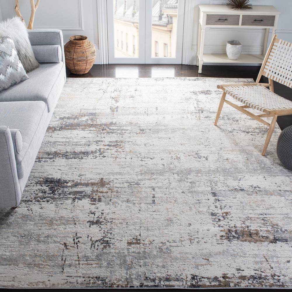 Amelia Ivory/Gray 9 ft. x 12 ft. Abstract Area Rug - Hercitys