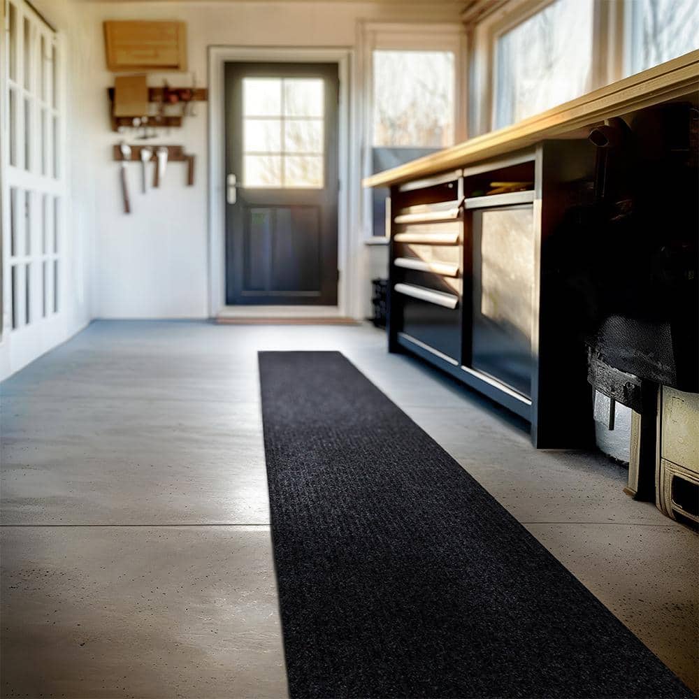 All Purpose Tri-Rib Black 2 ft. x 12 ft. Indoor/Outdoor Commercial Mat - Hercitys