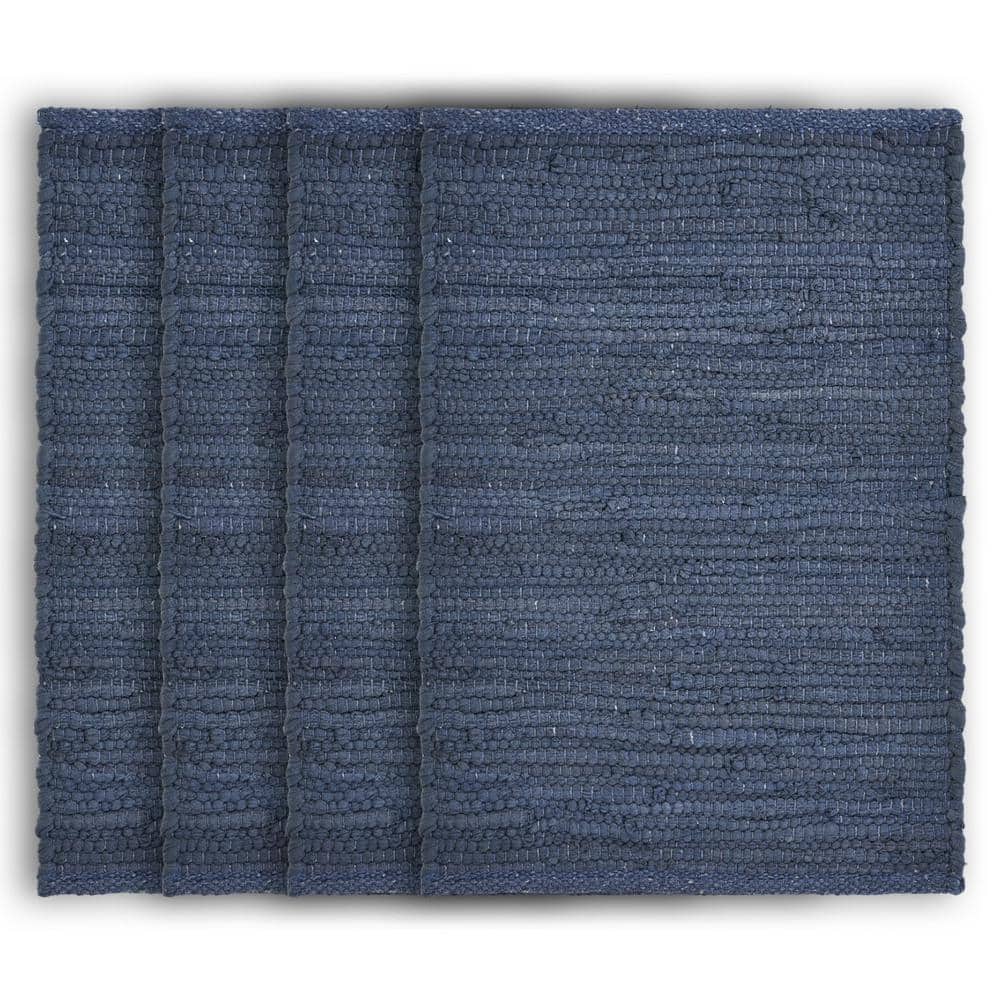 Coast Solid 19 in. x 13 in. Deep Blue Cotton Placemats (Set of 4) - Hercitys