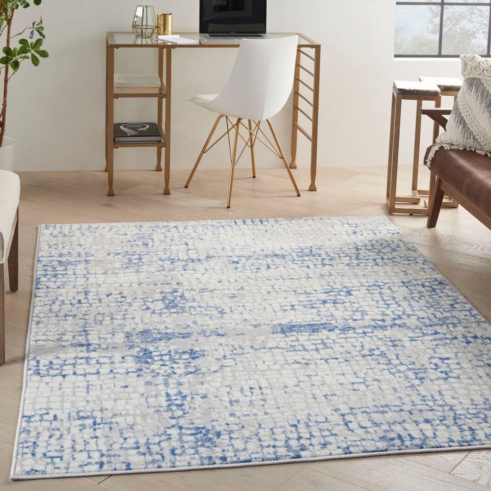 Whimsicle Gray Blue 5 ft. x 7 ft. Abstract Contemporary Area Rug - Hercitys