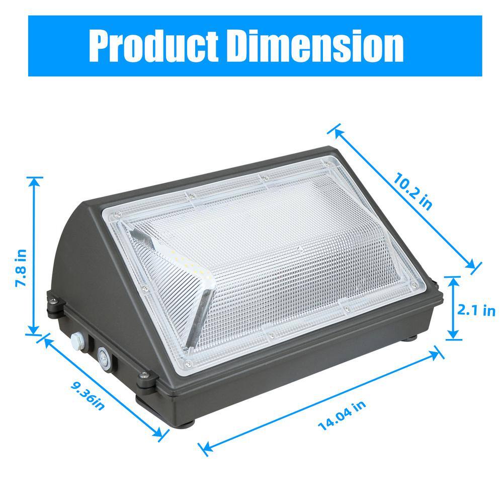 Waterproof 120-V Powered Bronze Integrated LED Wall Pack Spotlight Light 18000 Lumens 5000k White with Photocell Sensor - Hercitys