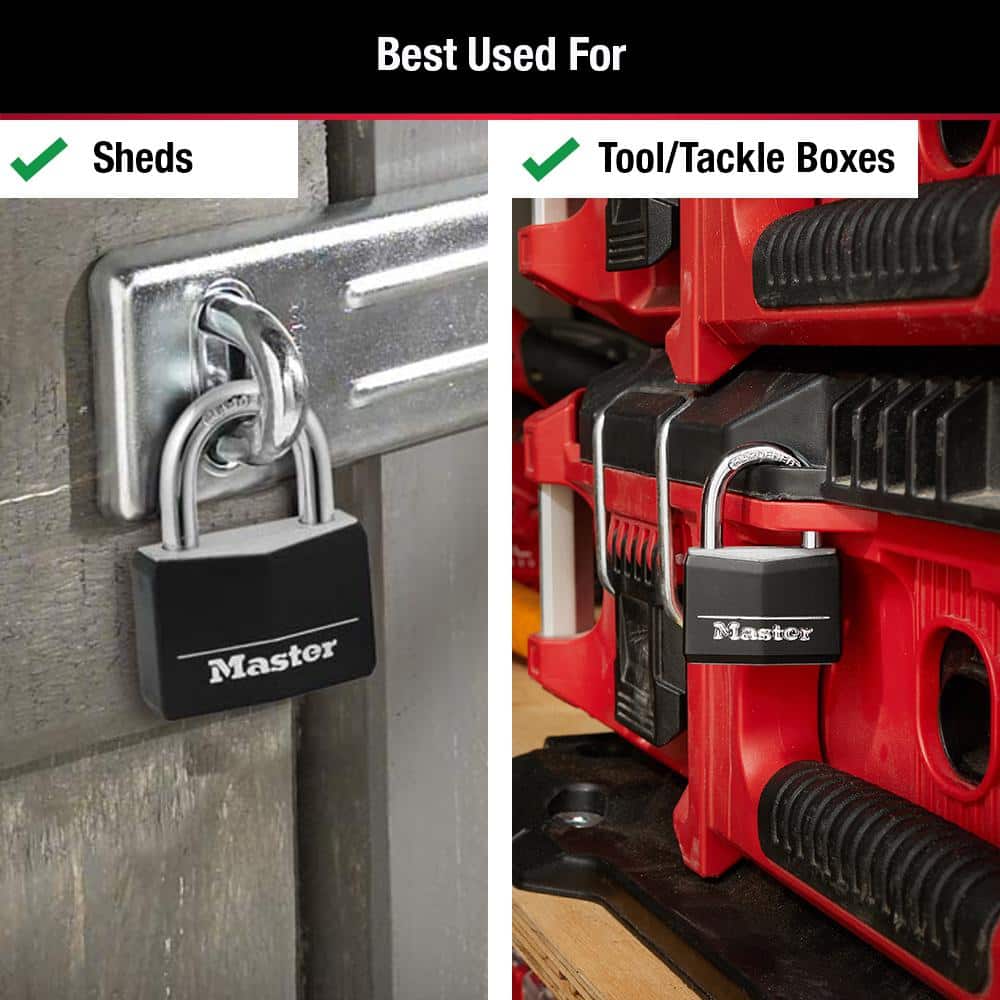 Lock with Key, 1-9/16 in. Wide, 1-1/2 in. Shackle, 2 Pack - Hercitys