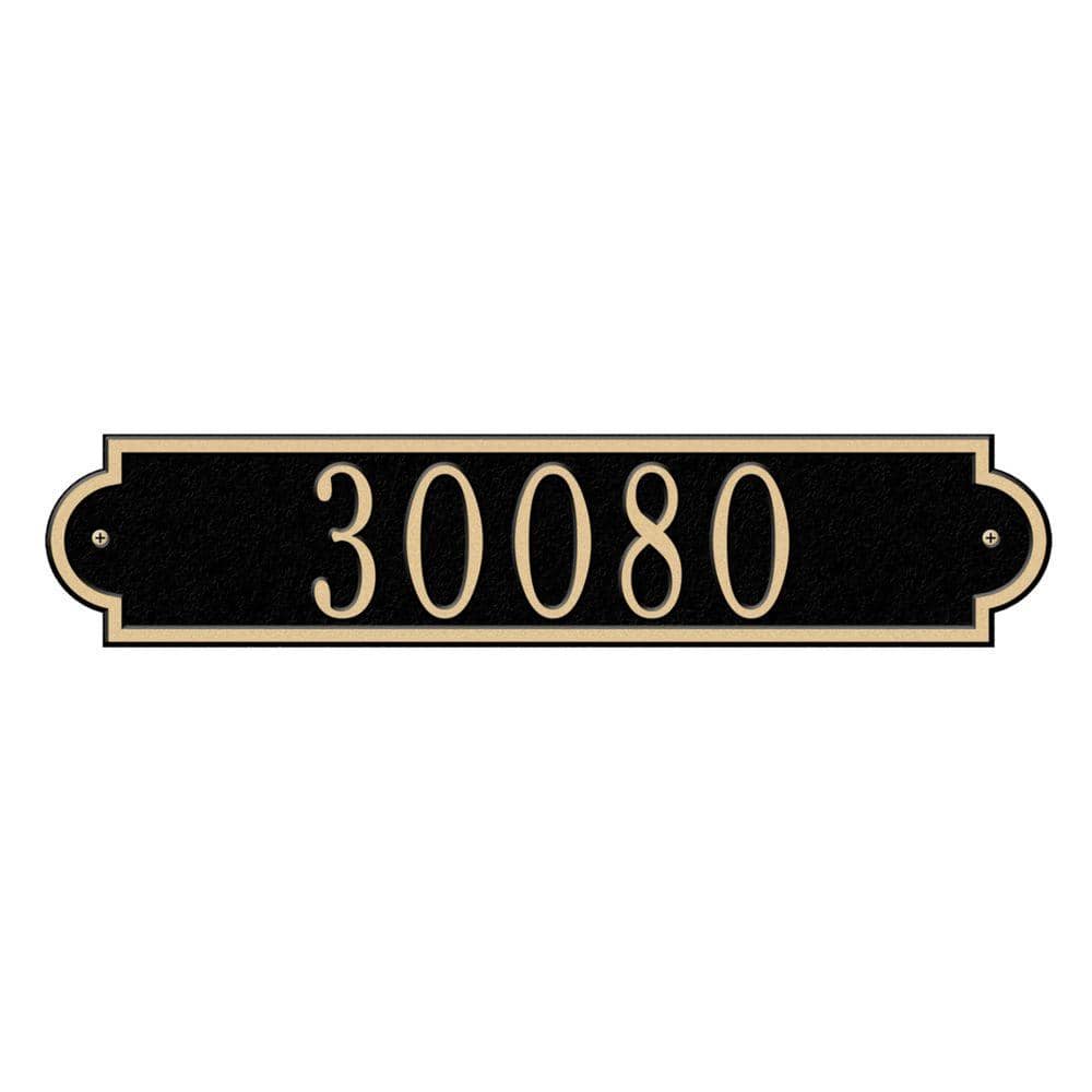 Richmond Rectangular Black/Gold Standard Wall One Line Horizontal Address Plaque - Hercitys
