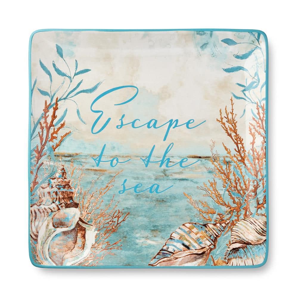 Escape to the Sea 12.5 in. Multi-Colored Ceramic Platter - Hercitys