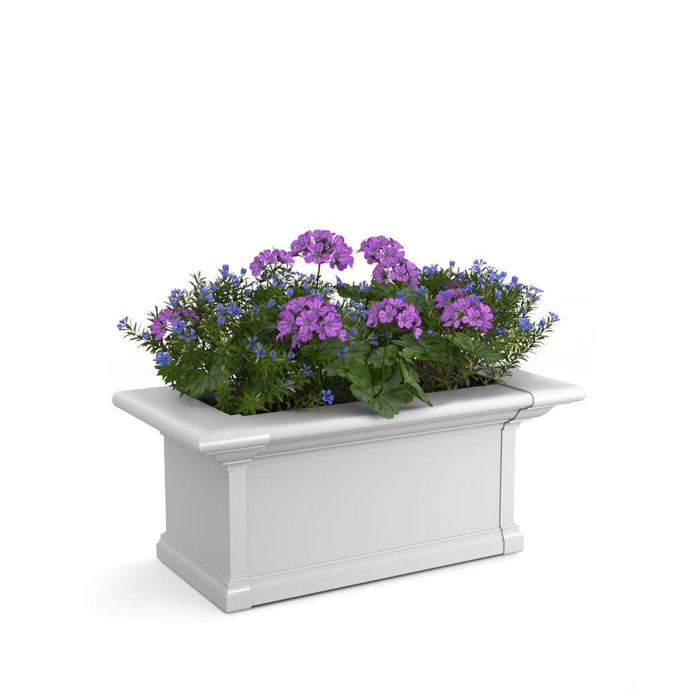 Yorkshire 24 in. x 12 in. Self Watering White Vinyl Window Box - Hercitys