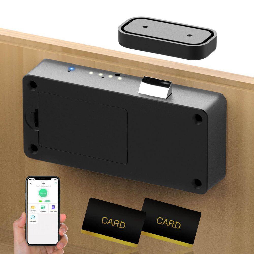 Smart Cabinet Lock Hidden No Drill Magnetic Baby Proofing Keyless RFID Bluetooth – Black Secure - Hercitys