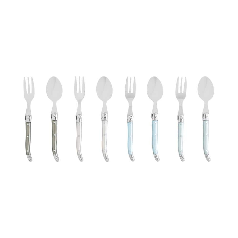 Laguiole Cocktail or Dessert Spoons and Forks, Mother of Pearl (Set of 8) - Hercitys
