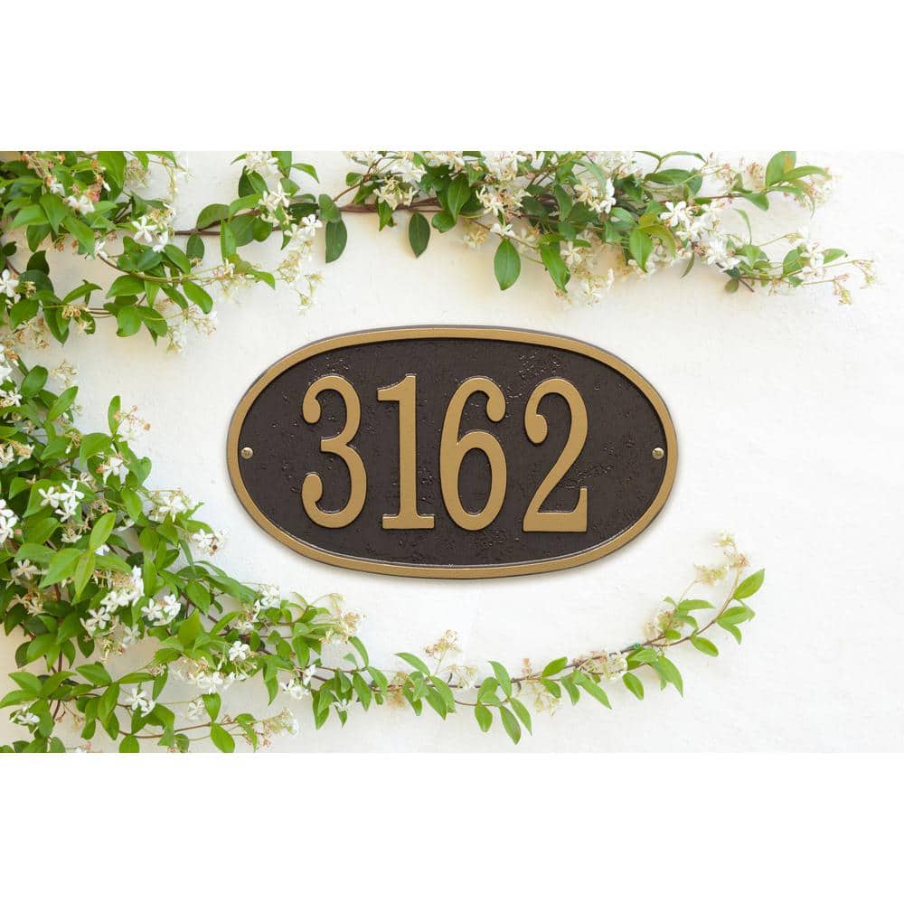 Fast and Easy Oval House Number Plaque, Bronze/Gold - Hercitys
