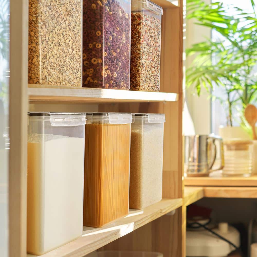 Airtight Food Storage Containers with Locking Lids-6 Pack (6.5 l /219.79 oz.) with Measuring Spoons and Labels - Hercitys