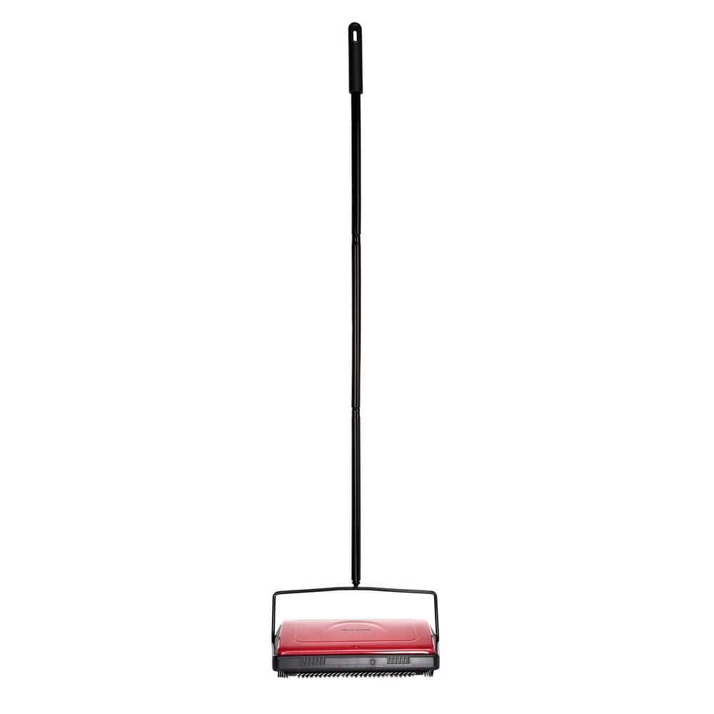 Commercial 11 in. Cordless Manual Triple Brush Floor and Carpet Sweeper in Red - Hercitys