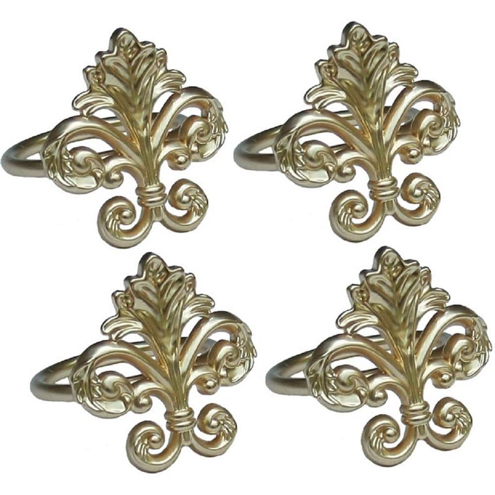 Fleur de Lis Elegant Gold Metal Napkin Rings (Set of 4) - Hercitys