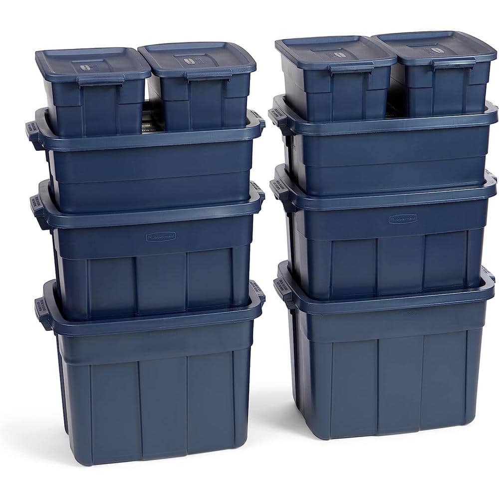Roughneck️ Variety Pack Storage Totes, Dark Indigo Metallic, 10-Pack - Hercitys