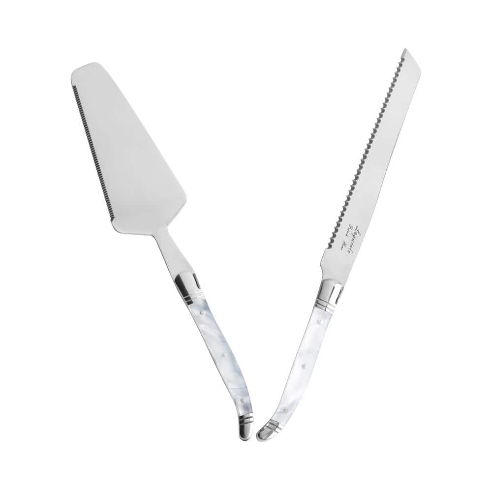 Connoisseur Laguiole 2-Piece Stainless-Steel Cake and Pie Server Set with Pearl White Handles - Hercitys