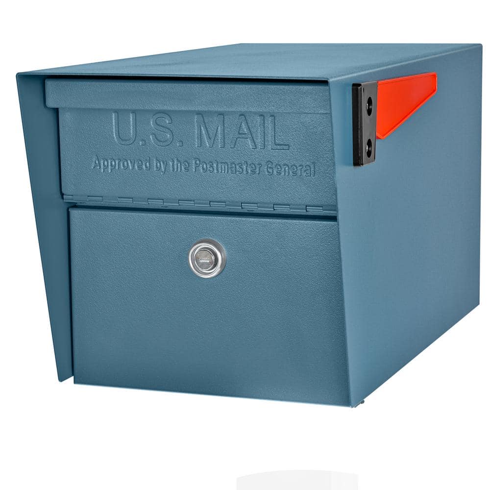 Mail Manager Locking Post-Mount Mailbox with High Security Reinforced Patented Locking System, Century Blue - Hercitys