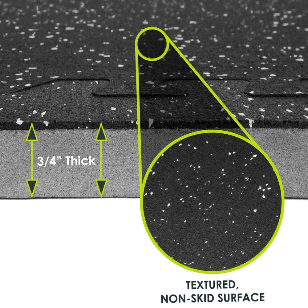 Rubber Top Thick Exercise Puzzle Mat Grey 24 in. x 24 in. x 0.75 in. EVA Foam Interlocking Tiles (12-Pack (48 sq. ft.) - Hercitys