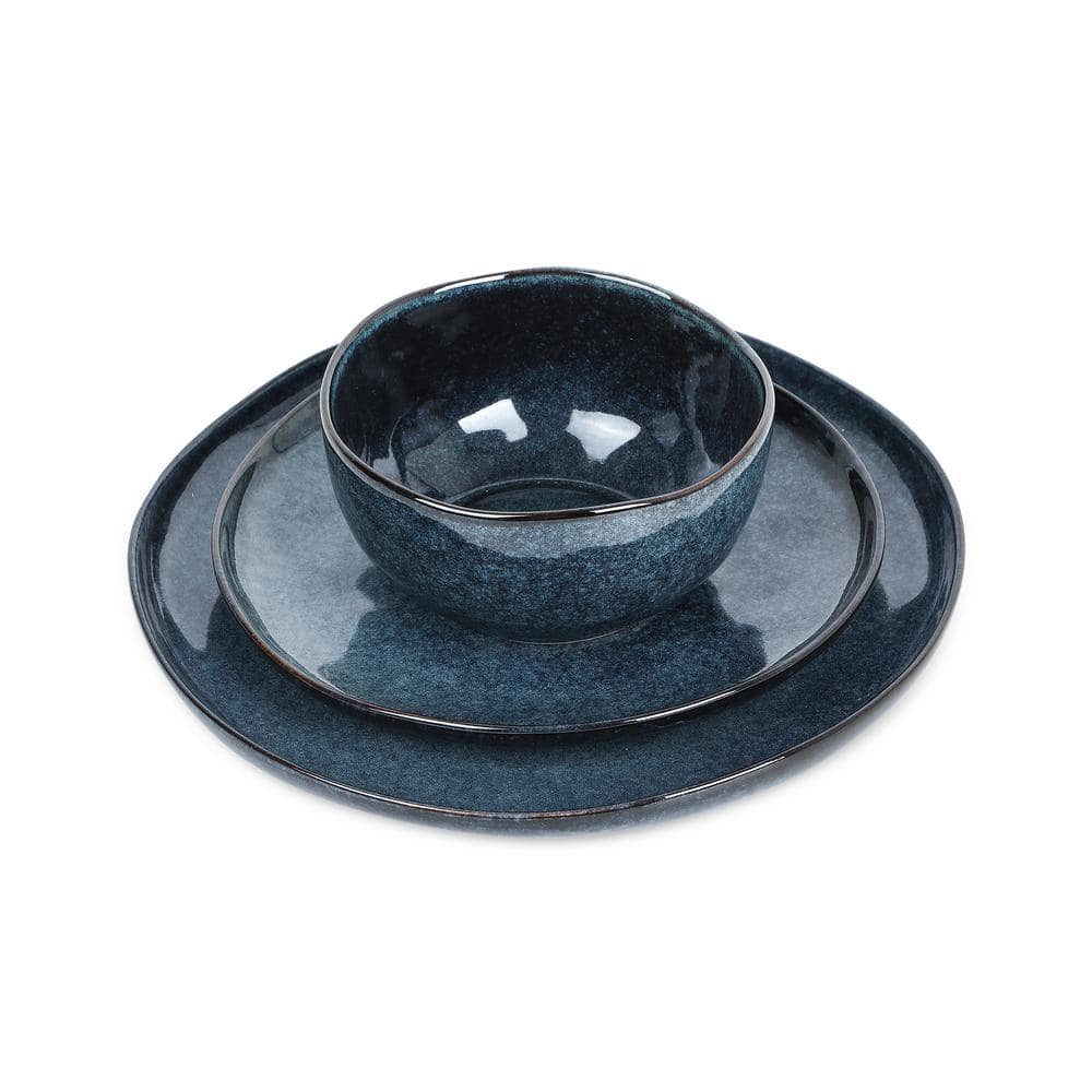 Mirella 24-Piece Blue Stoneware Dinnerware Set (Service for 8) - Hercitys